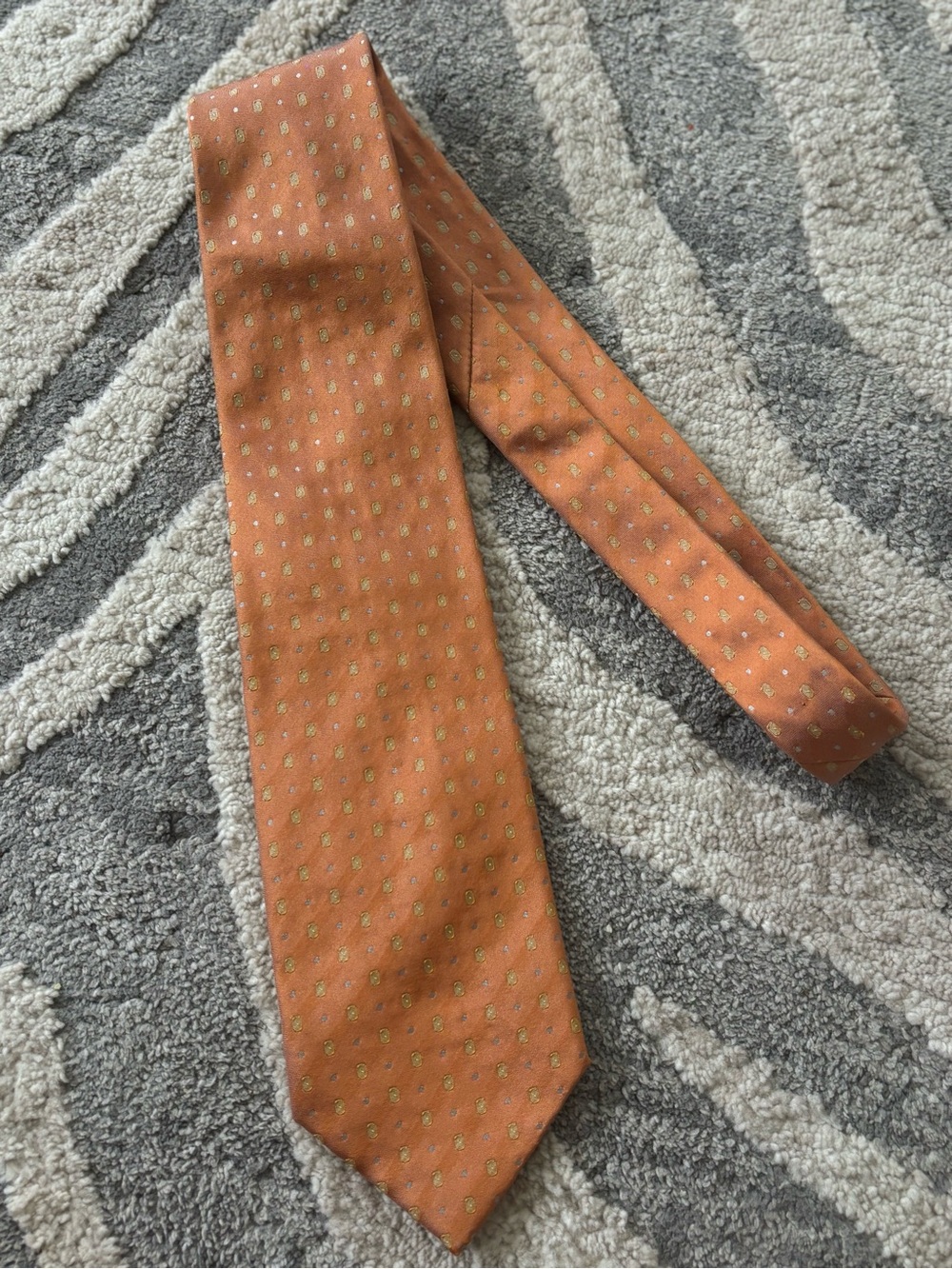 Ferrara Orange Silk Tie with Subtle Gold Dot Pattern